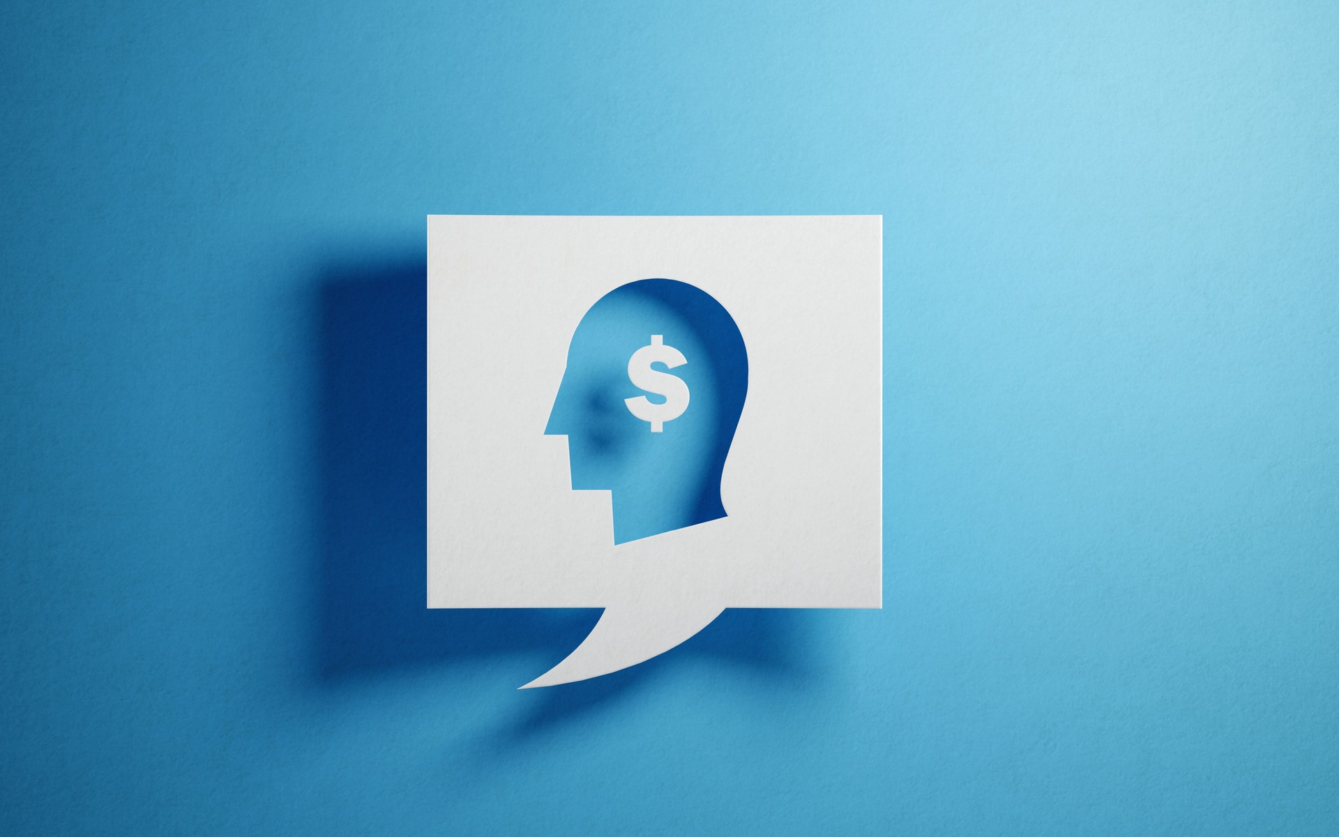 White Chat Bubble With Male Head Symbol On Blue Background