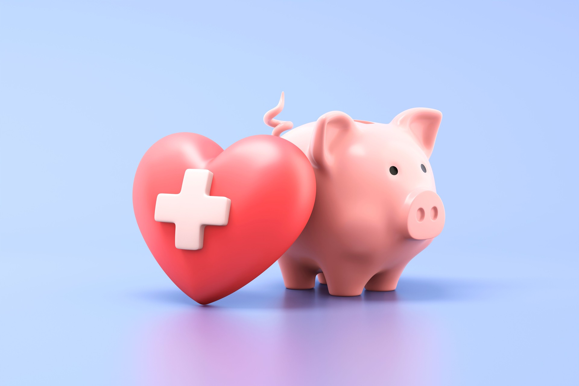 Healthcare Savings Concept with Piggy Bank and Heart Symbol